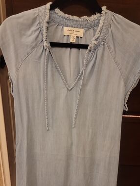 NWOT Womens cloth & stone Light Chambray Tie-Neck Dress Size XS